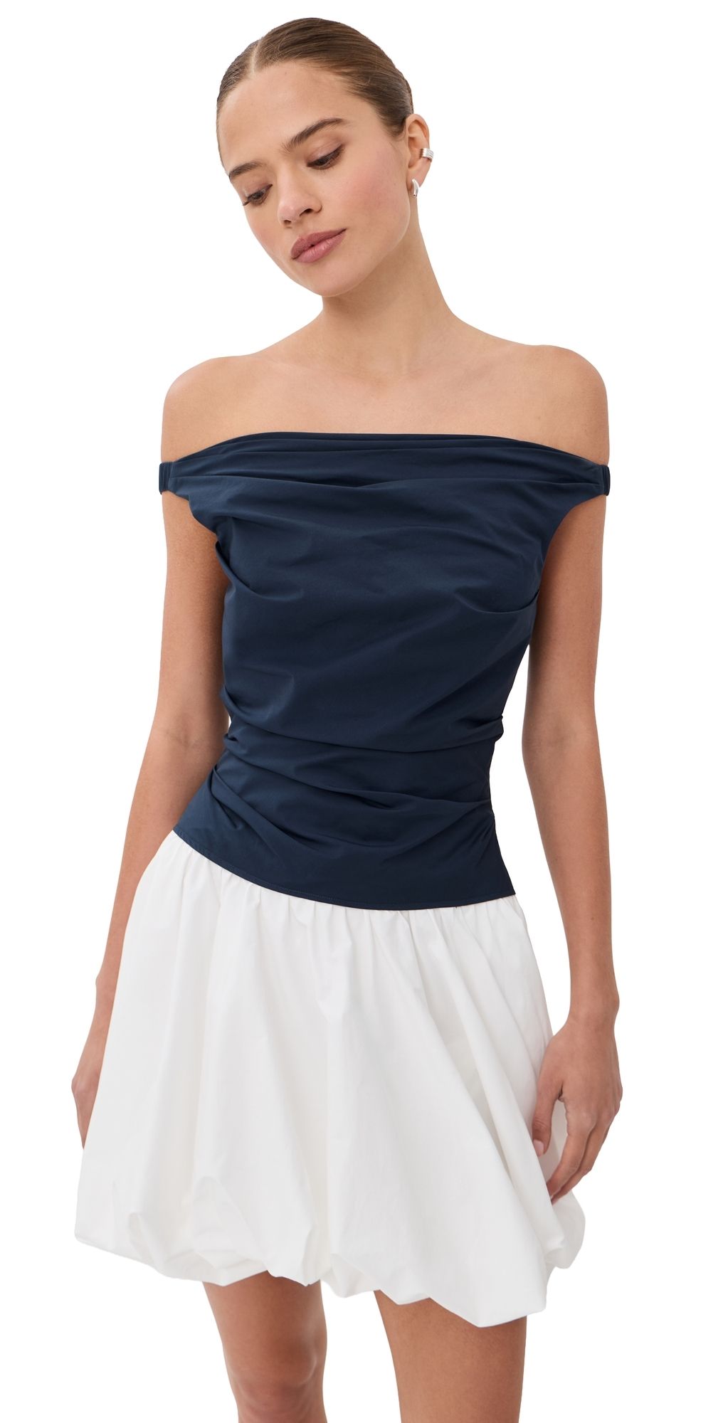 SIMKHAI Salina Cotton Bubble Mini Dress Midnight Multi 12