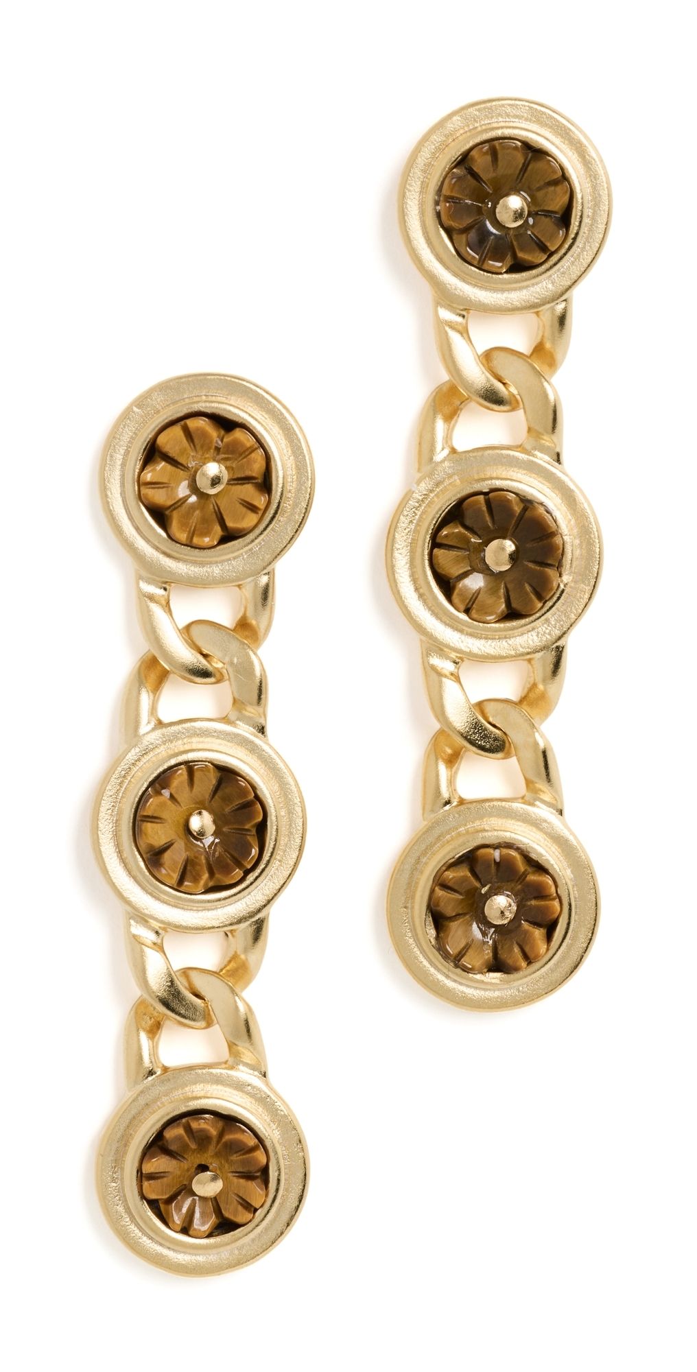 Brinker + Eliza Cherry Blossom Earrings Tiger's Eye One Size