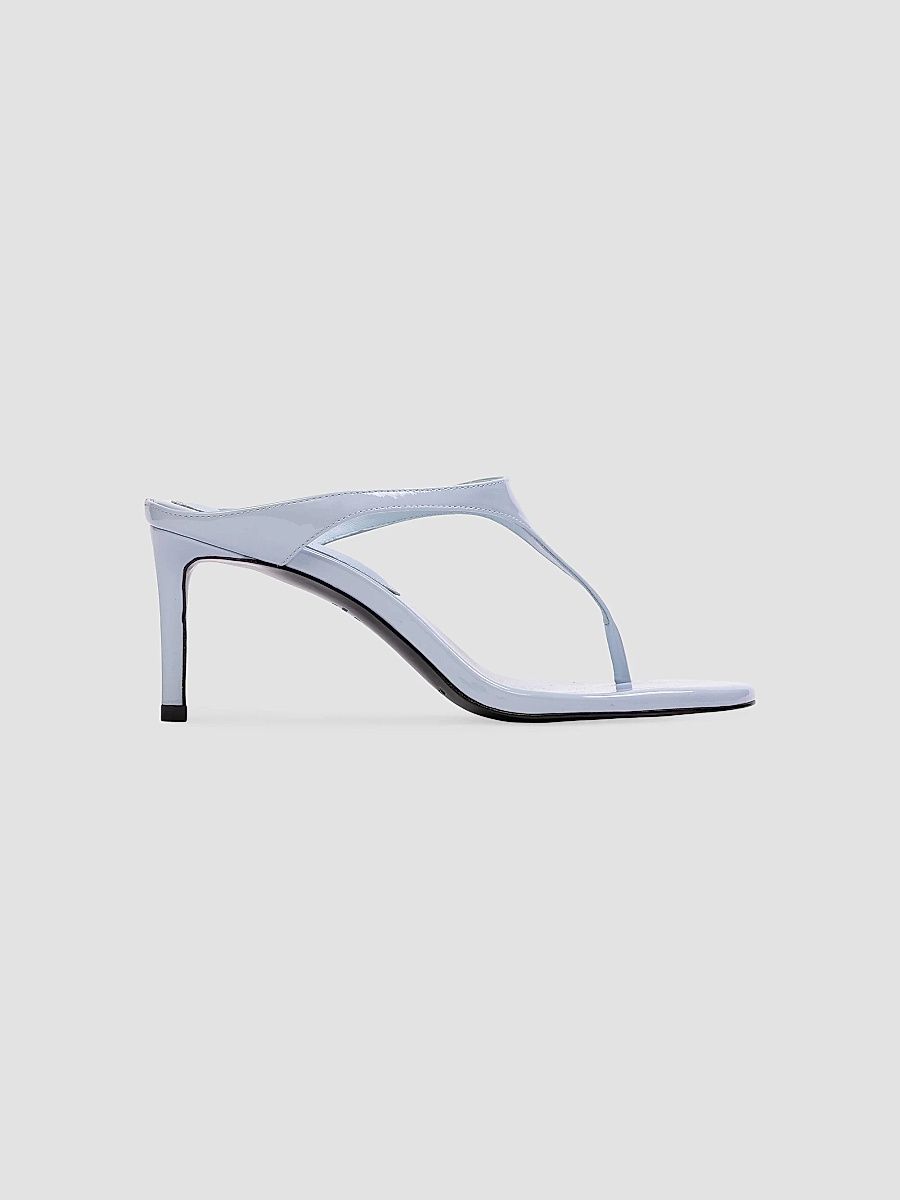 Black Suede Studio Women's Laurel 65MM Patent Mules - Sky Blue Patent Leather - Size 11