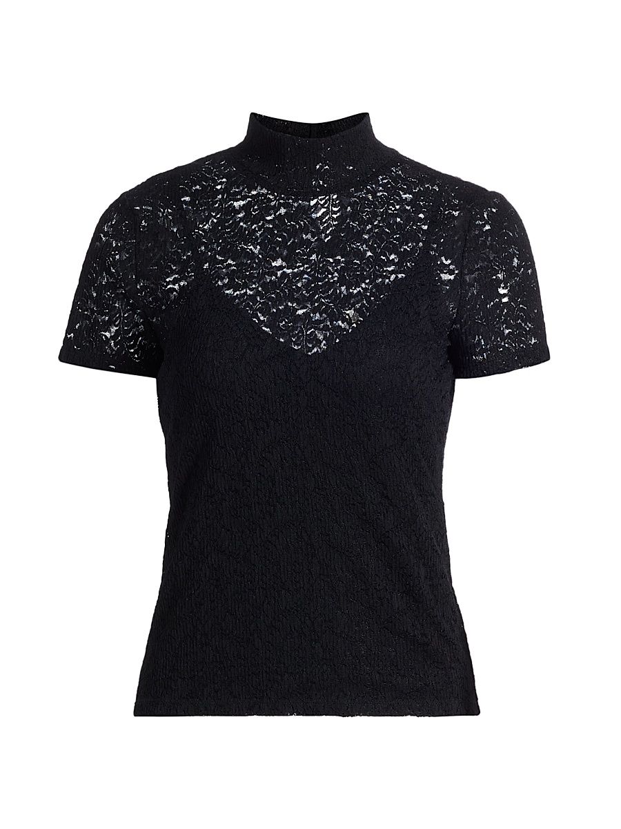Women's June Knit Lace Shirt - Black - Size Large