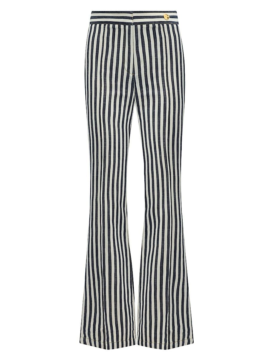 Women's Lola Denim Stripes Crop Pants - Natural Midnight Stripes - Size 14