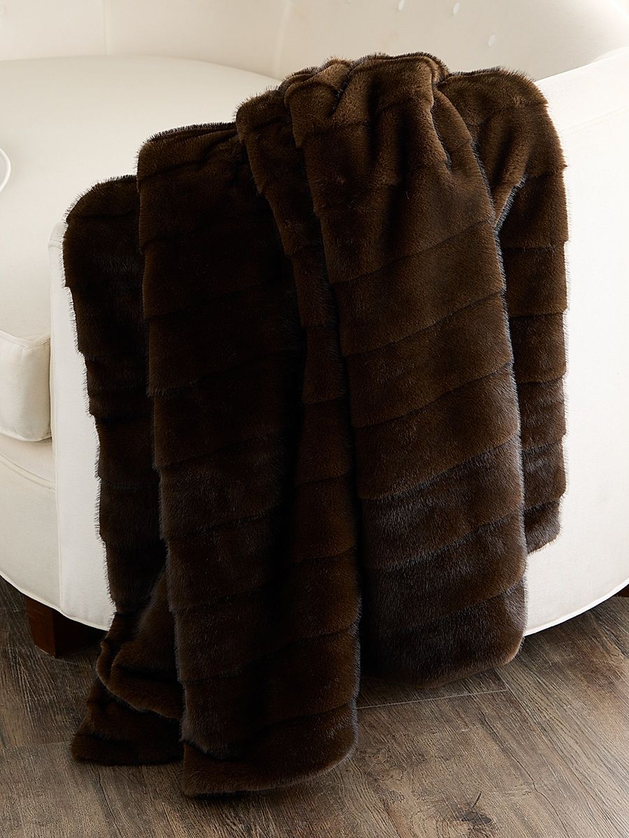 Fur-Free Faux Mink Throw - Dark Brown