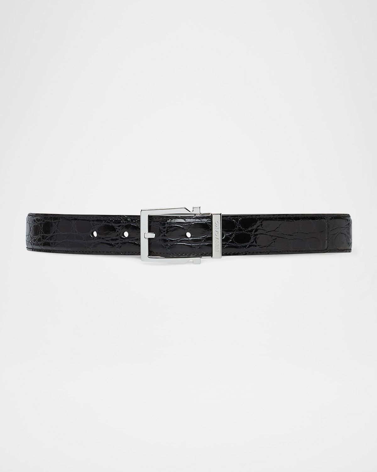 Men & apos;s Adjustable Crocodile Gancini Belt