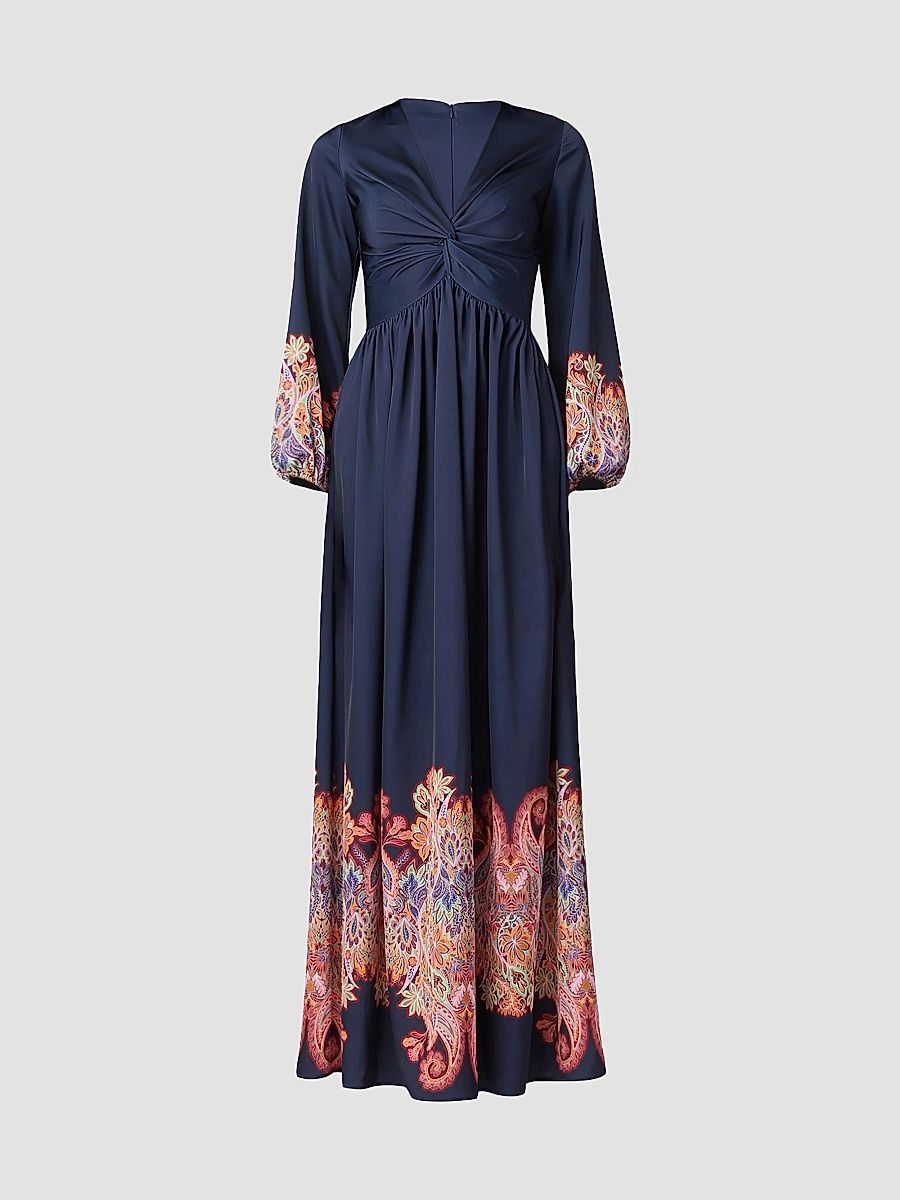 Shoshanna Women's Calla Maxi Dress - Navy Multi - Size 0