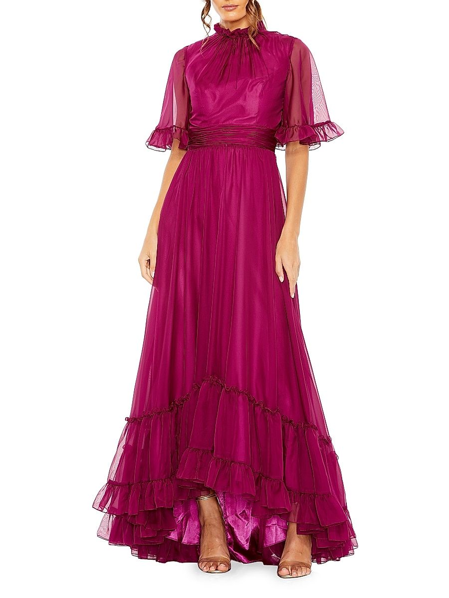 Women's Evening Chiffon High-Low Gown - Raspberry - Size 18