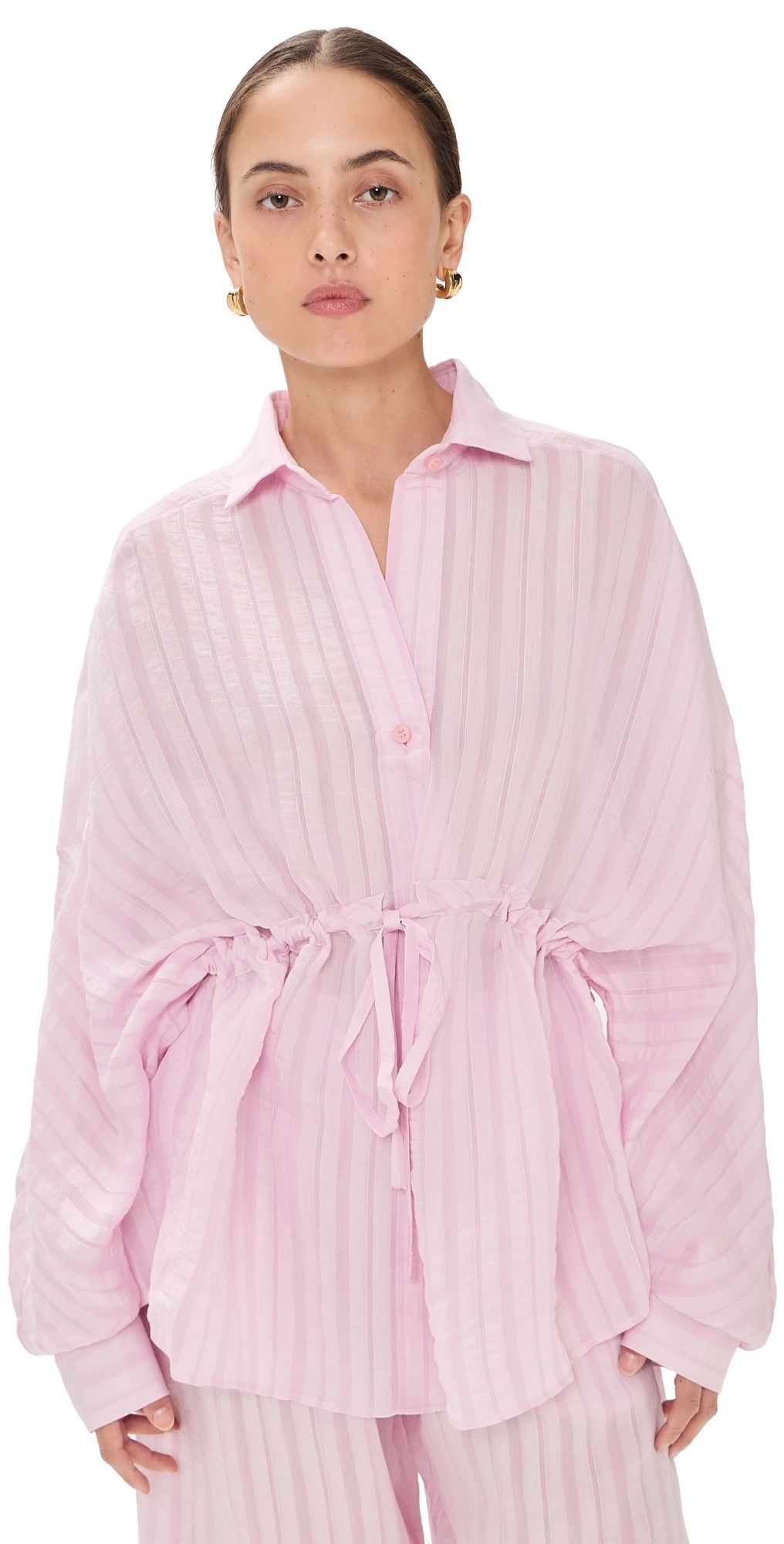 The Latest Dalida Fluid Stripe Shirt Pink XS