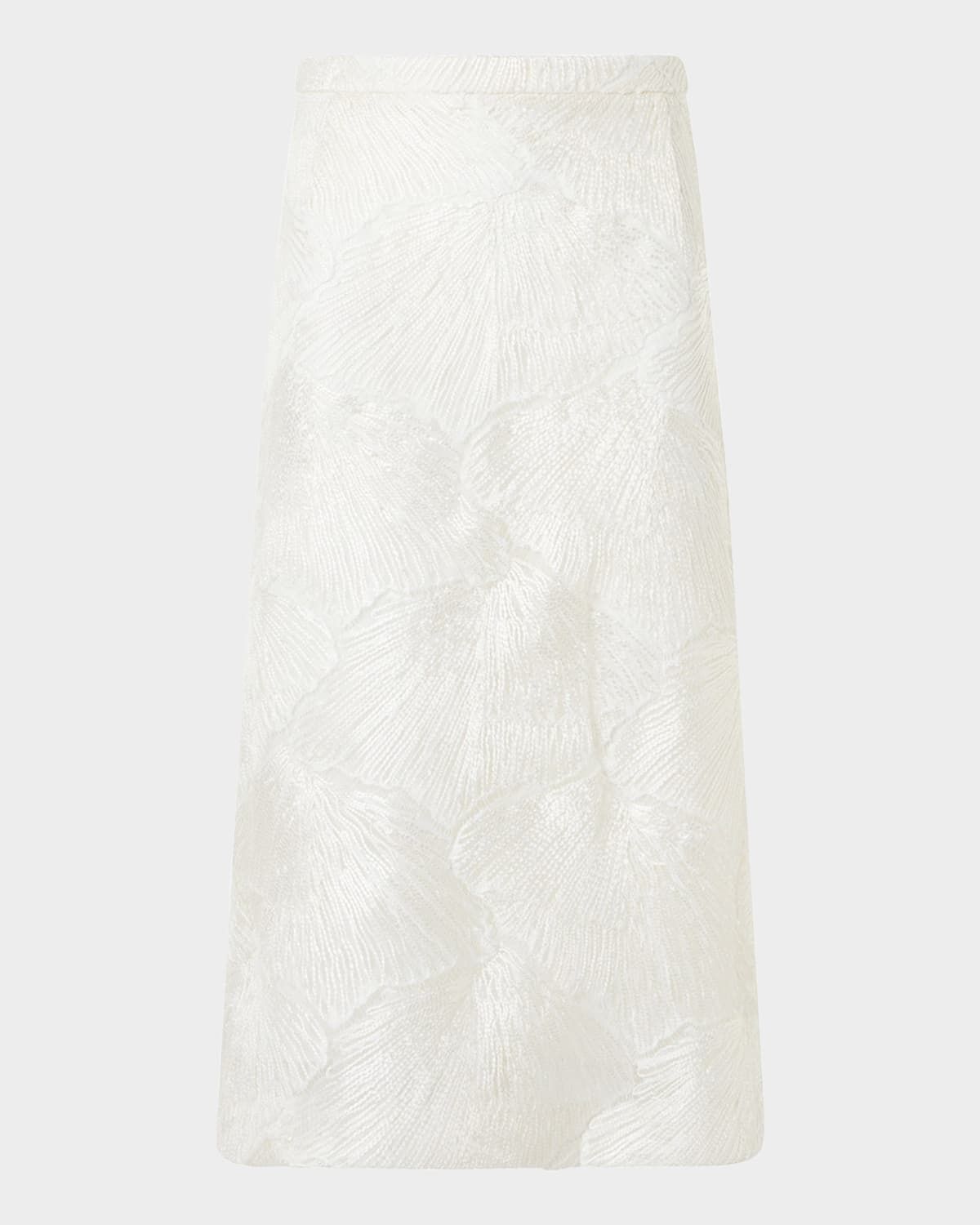 Lacquered Techno Sea Fan Lace Midi Skirt