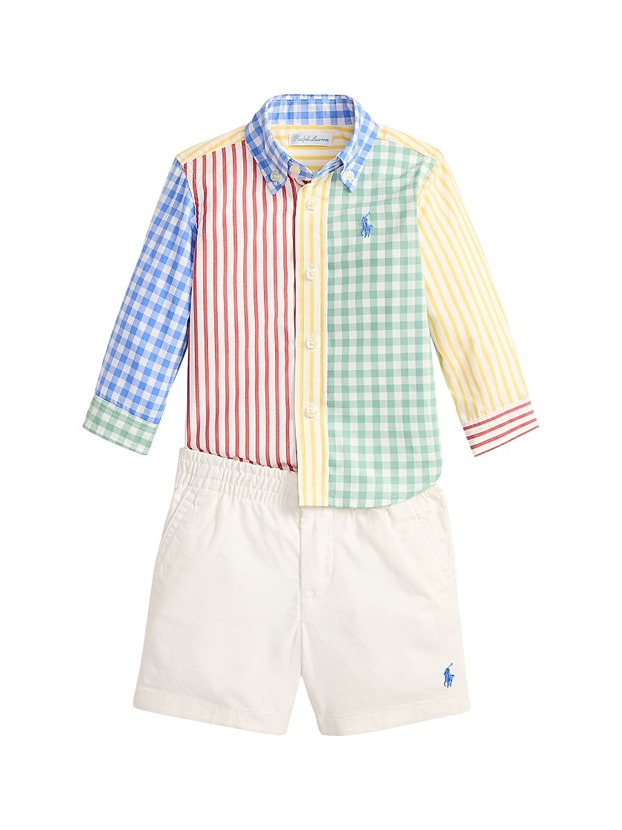 Baby Boy's Poplin Gingham Shirt & Shorts Set - Size 9 Months