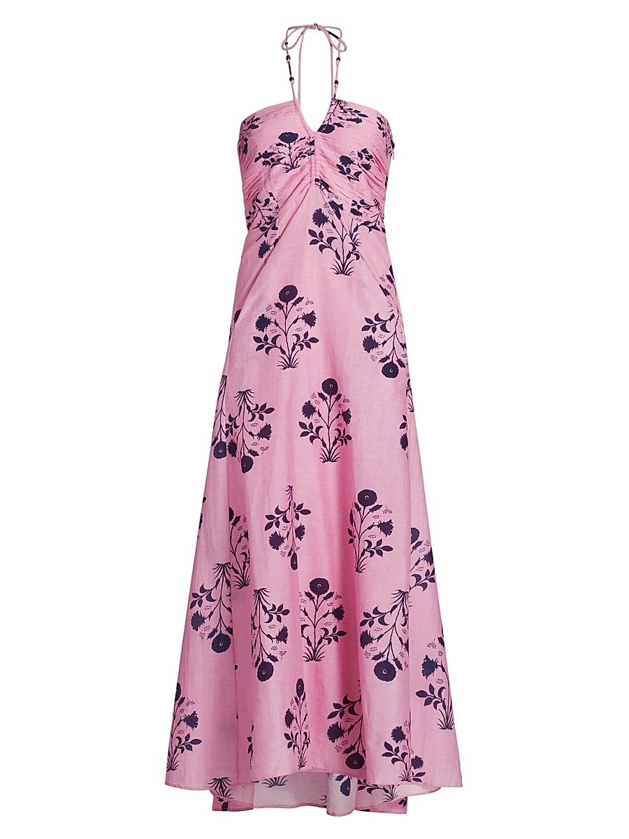 Women's Bolson Tori Floral Cotton-Silk Toile Maxi Dress - Pink - Size Medium