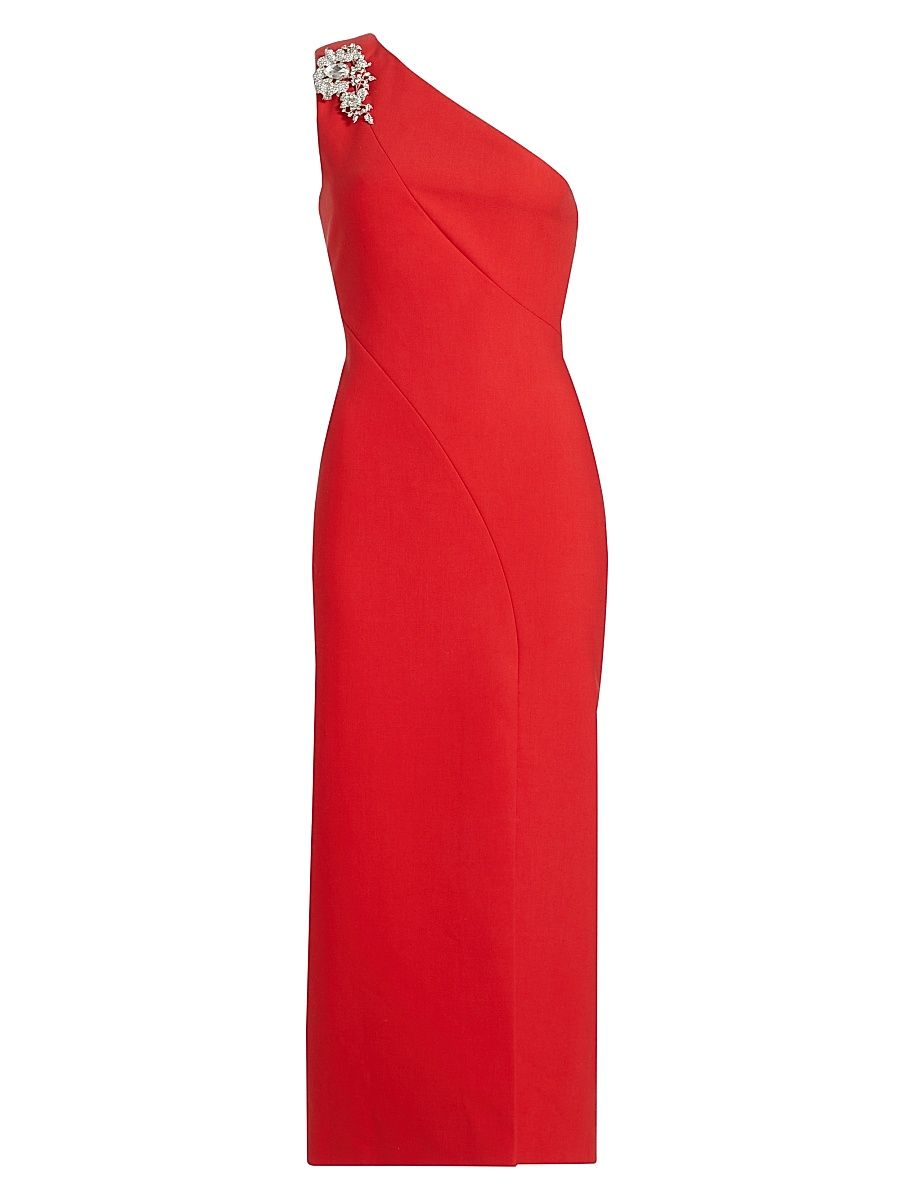 Women's Enya Asymmetric Midi Dress - Scarlet - Size 2