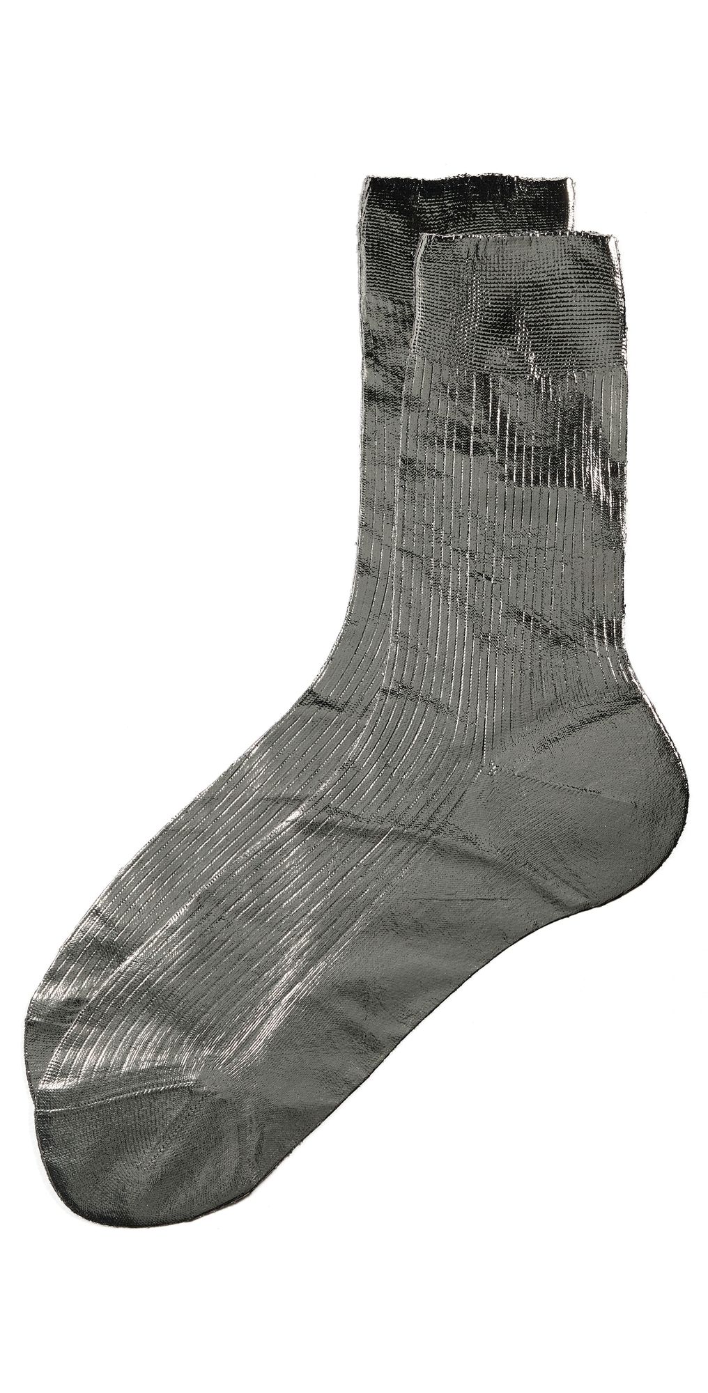 Maria La Rosa One Ribbed Laminated Socks Grey One Size