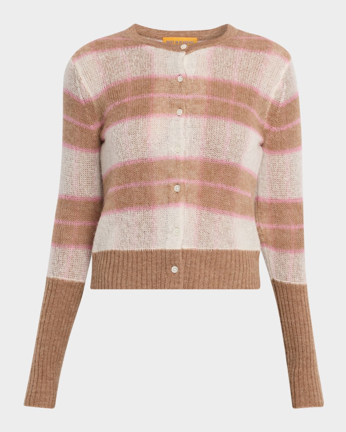 Shadow Plaid Cashmere Cardigan