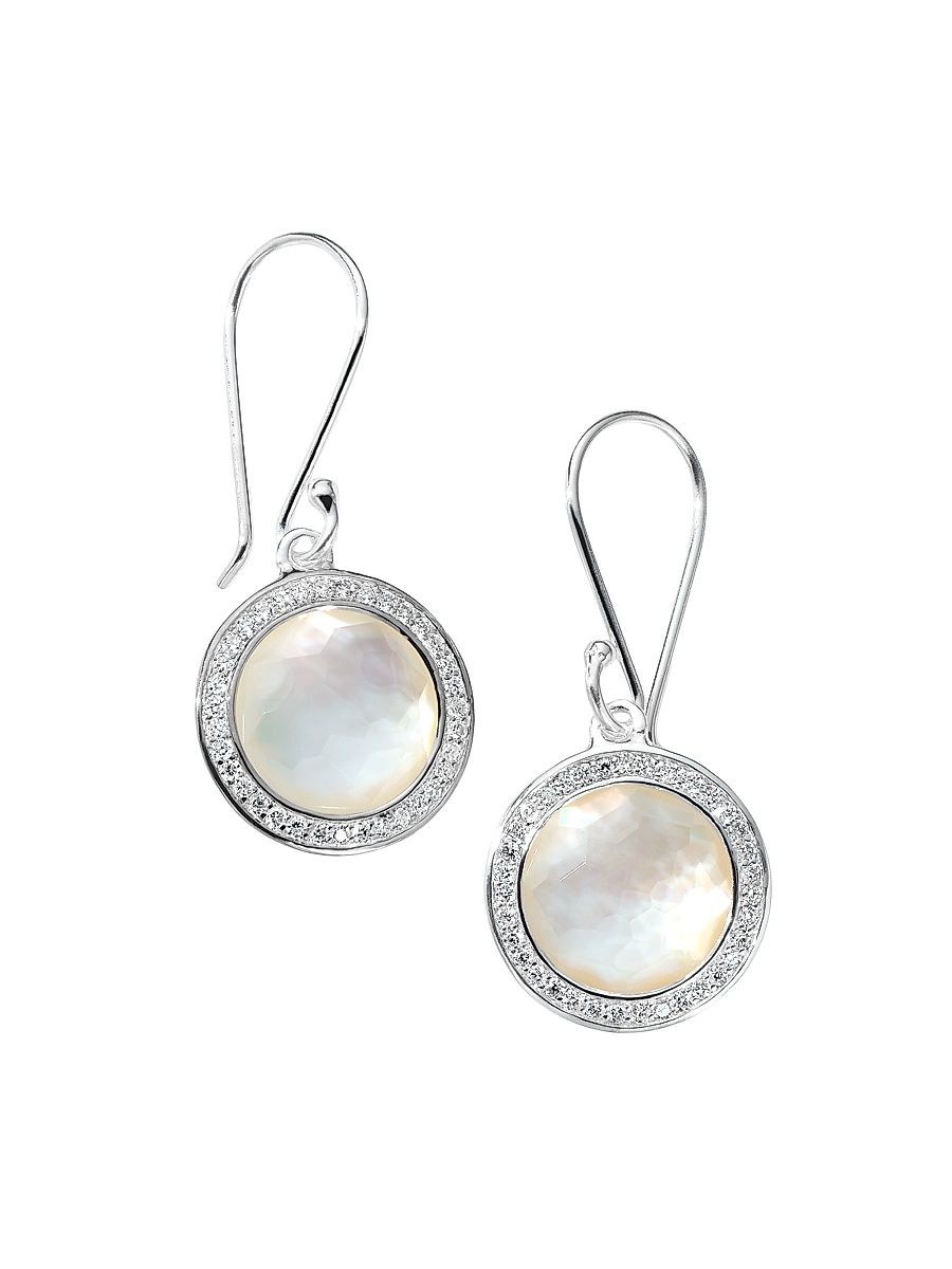 Women's Lollipop Sterling Silver, 0.28 TCW Diamond & Doublet Drop Earrings - Mother Of Pearl