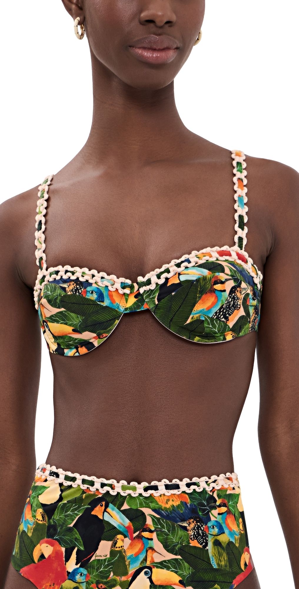 FARM Rio Bird Leaves Underwire Bikini Top Bird Leaves Sand XS