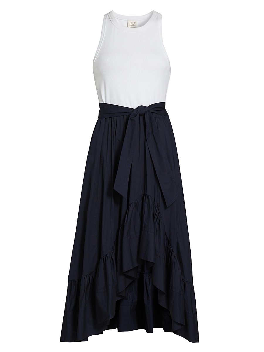 Women's Zayla Split Midi-Dress - White Navy - Size XL