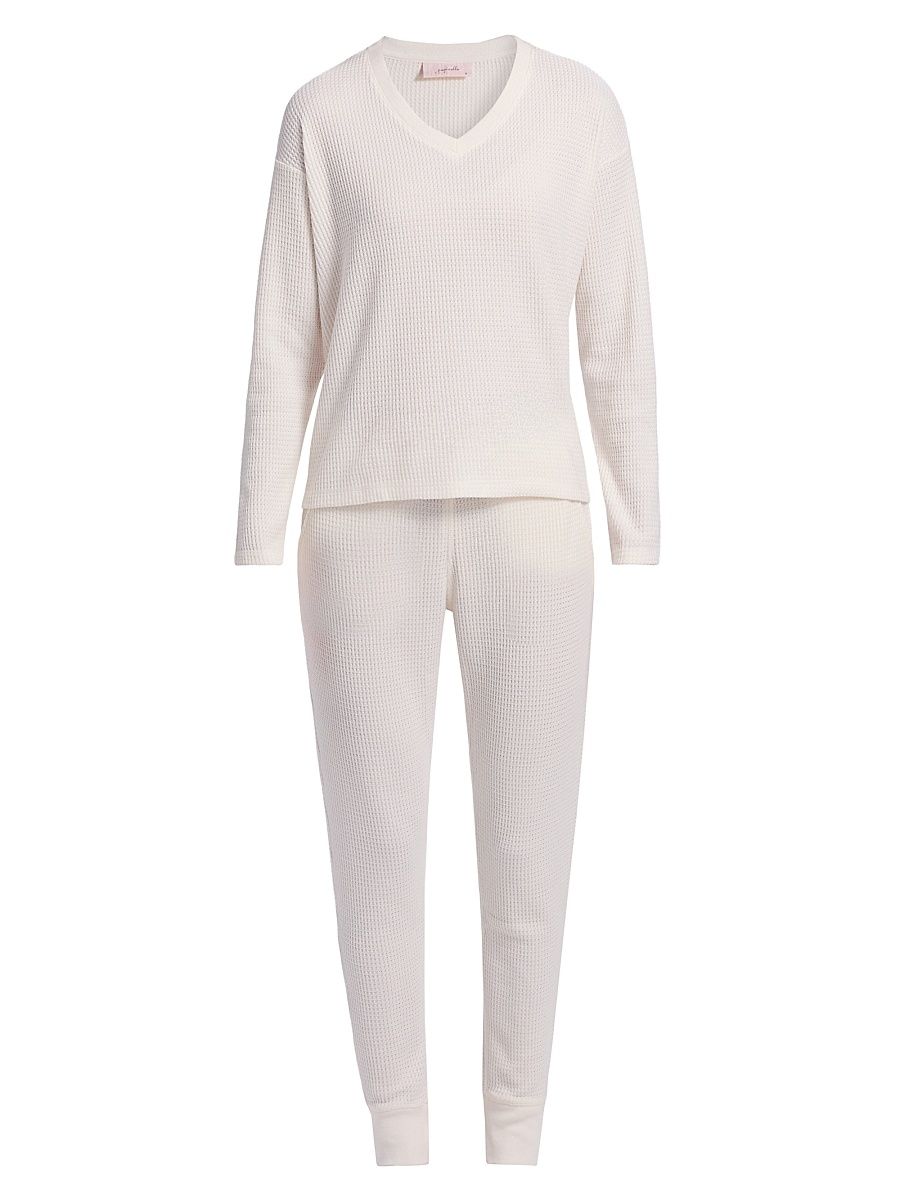 Women's Super Soft Waffle Pajamas - Ecru - Size XL