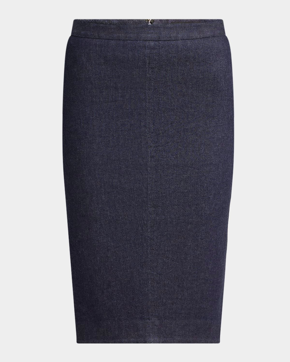 Stretch Denim Tailored Skirt