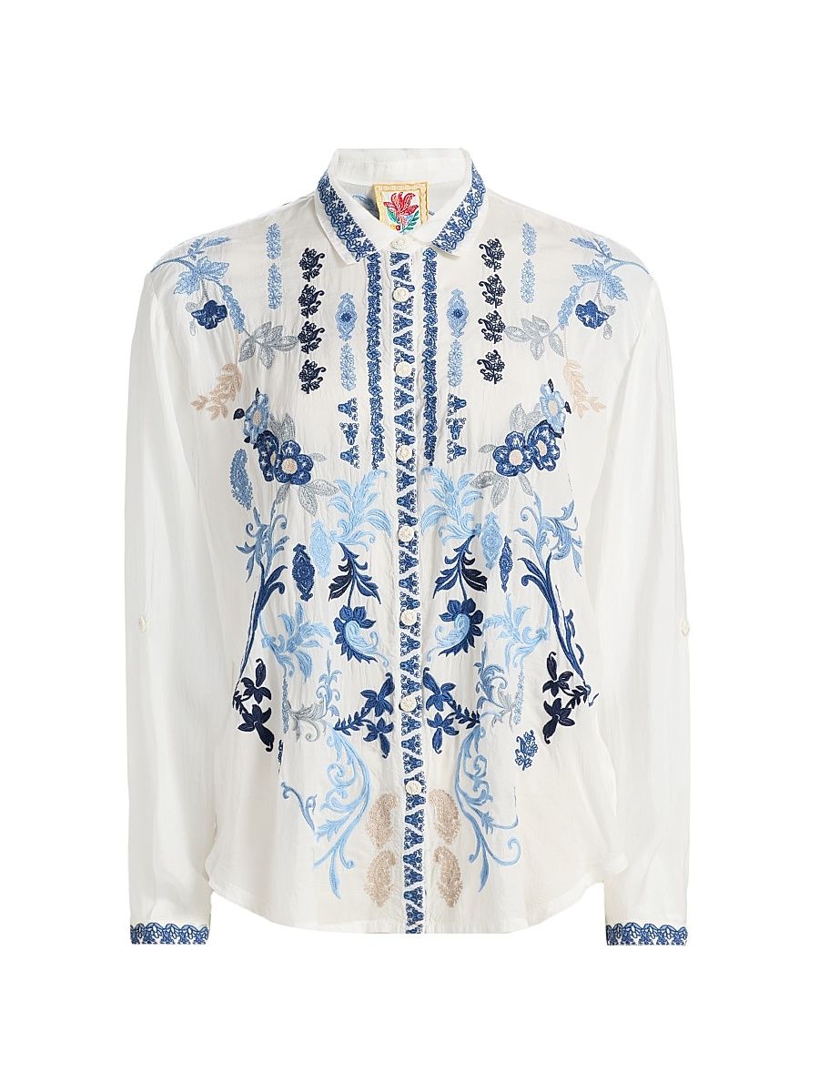 Women's Luisa Embroidered Shirt - White - Size XXL