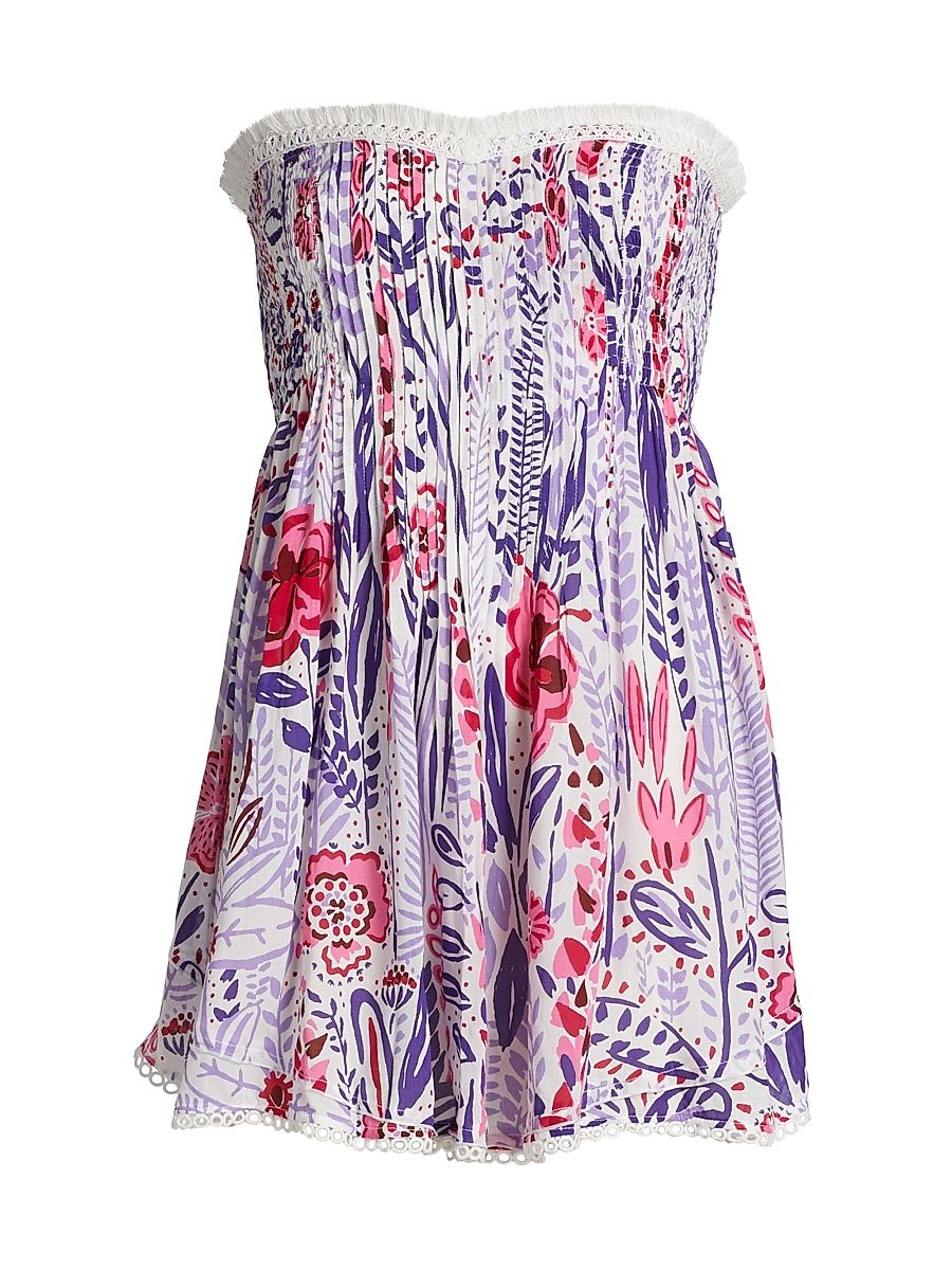 Women's Claire Floral Bandeau Minidress - Lilac Plum - Size XS