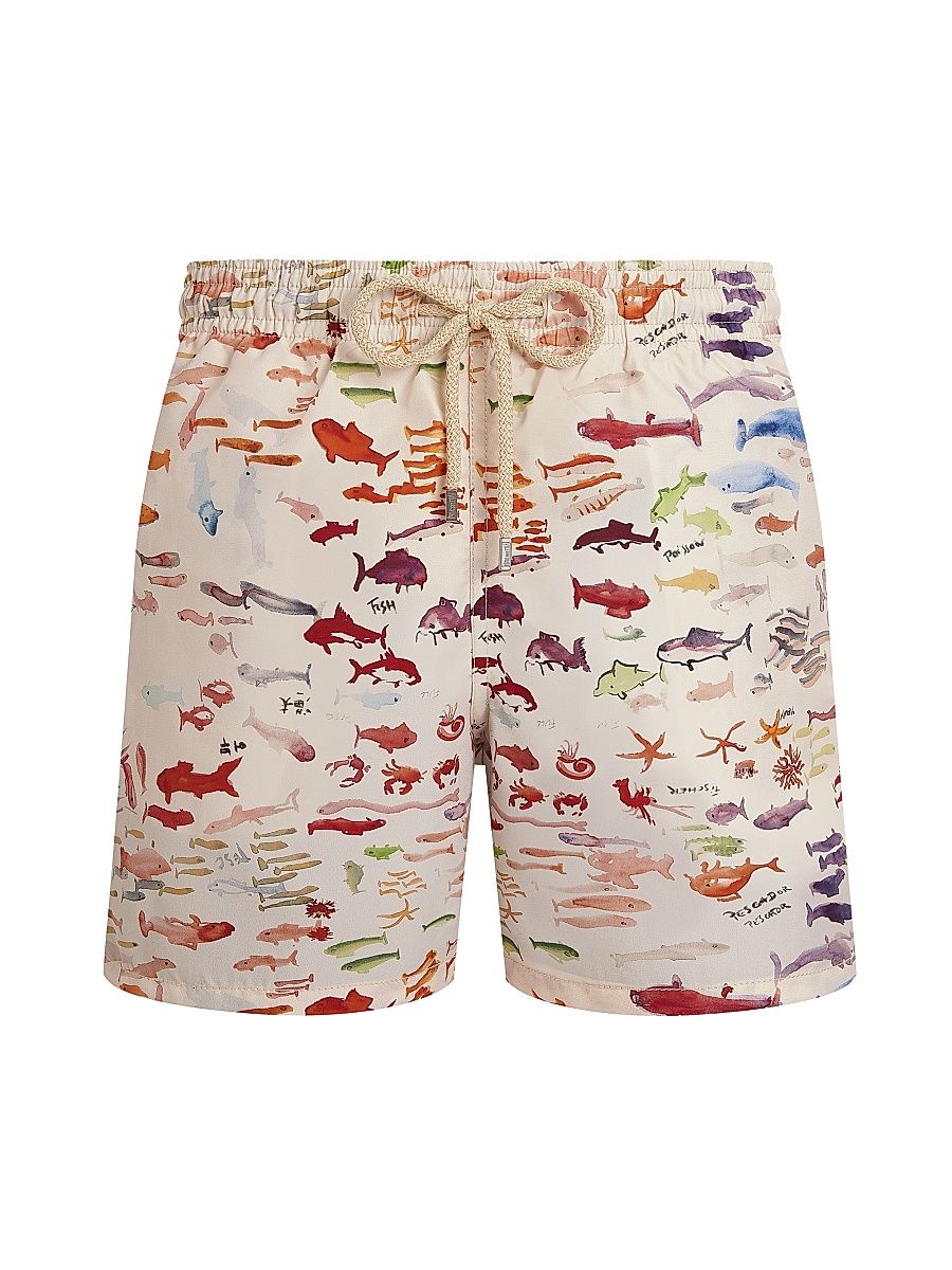 Men's Vilebrequin X Fabrice Hyber Pescador Swim Shorts - Paper - Size XXXL