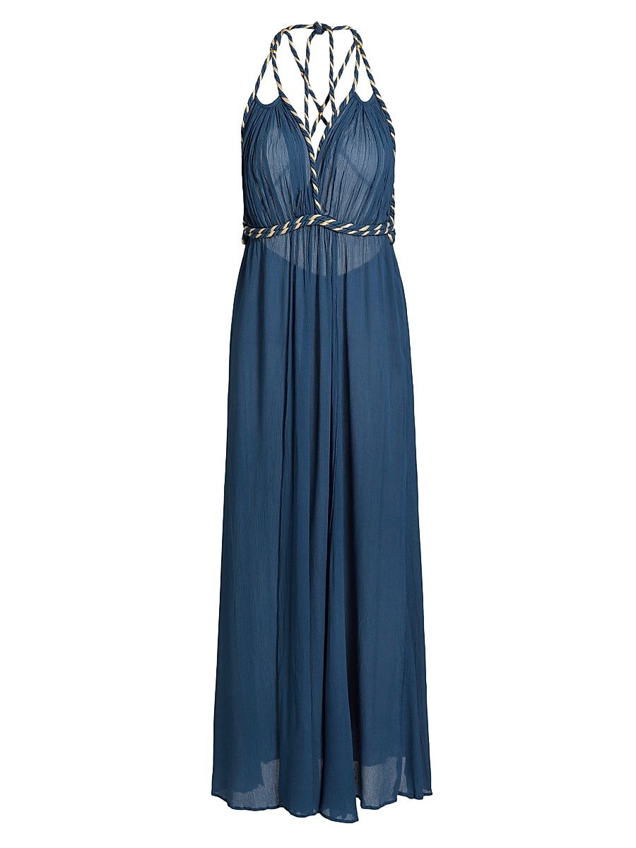 Women's Collette Open-Back Maxi Dress - Dusty Blue Plain - Size XS