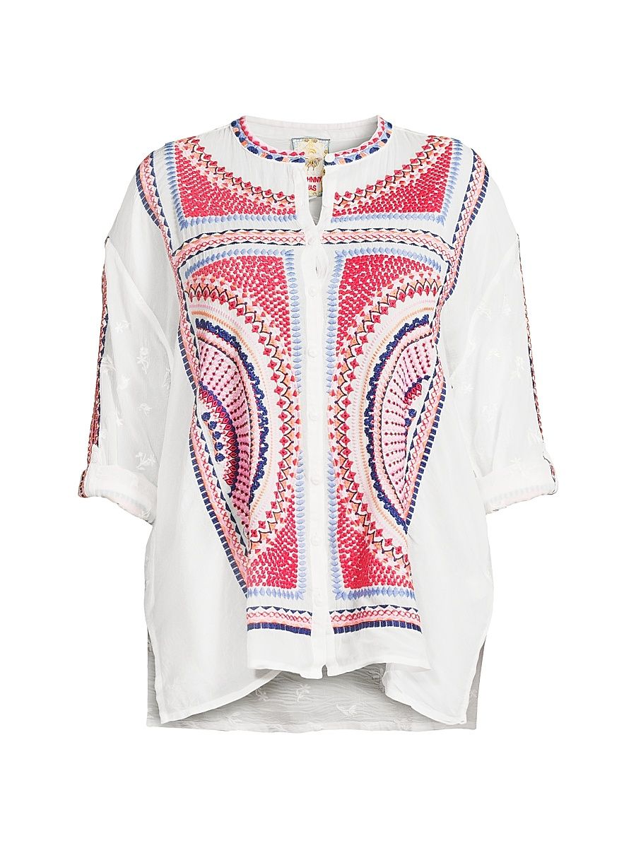 Women's Plus Audrey Embroidered Shirt - White - Size 22
