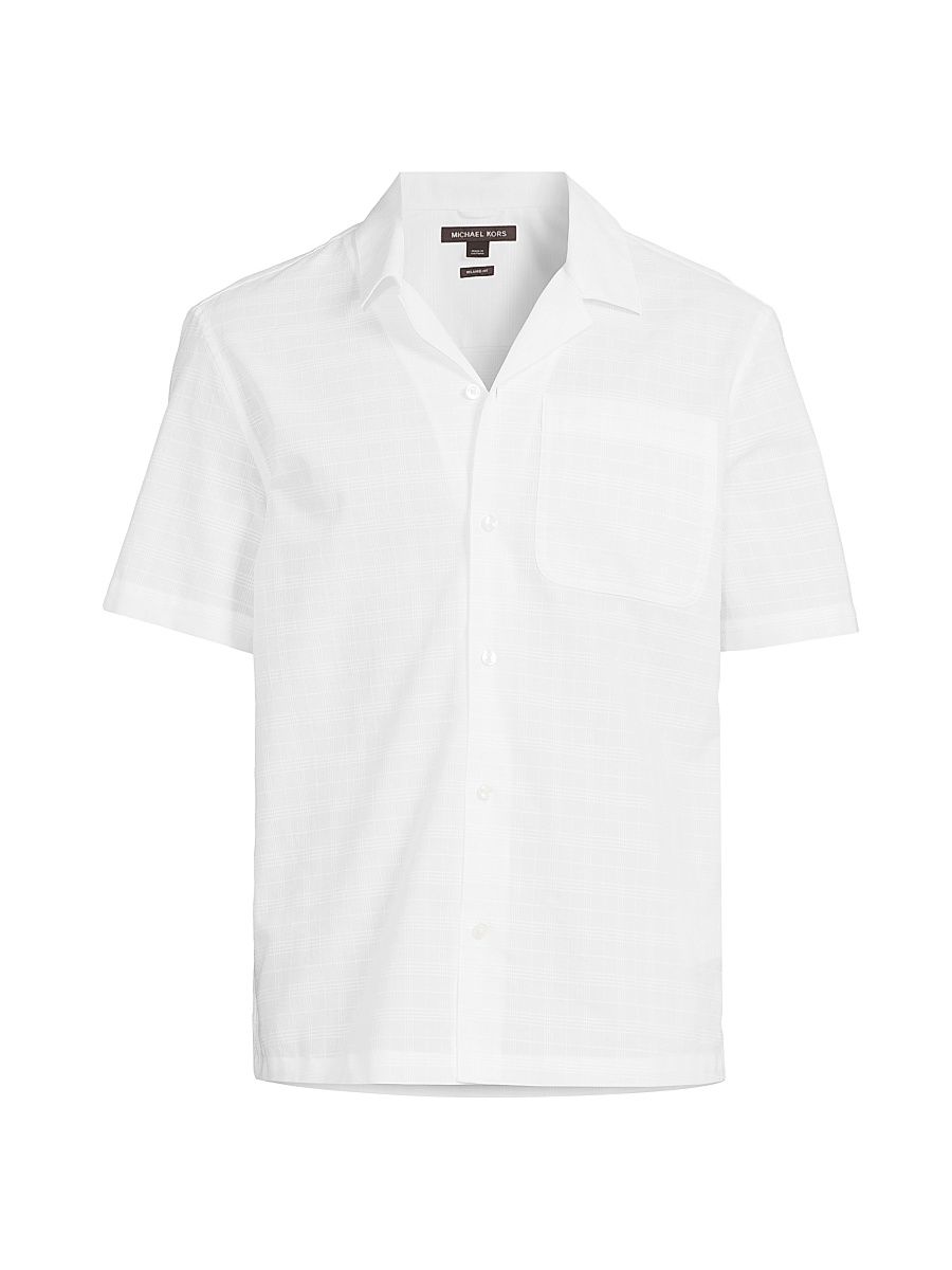 Men's Cotton Dobby Check Shirt - White - Size XXL