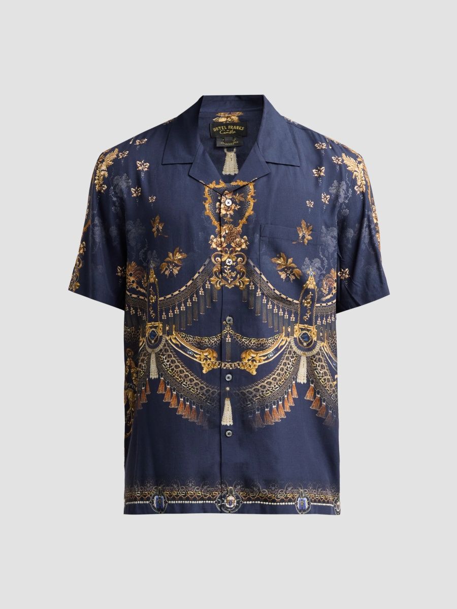 Camilla Men's Printed Short-Sleeve Shirt - Cloaked In Baroque - Size Large