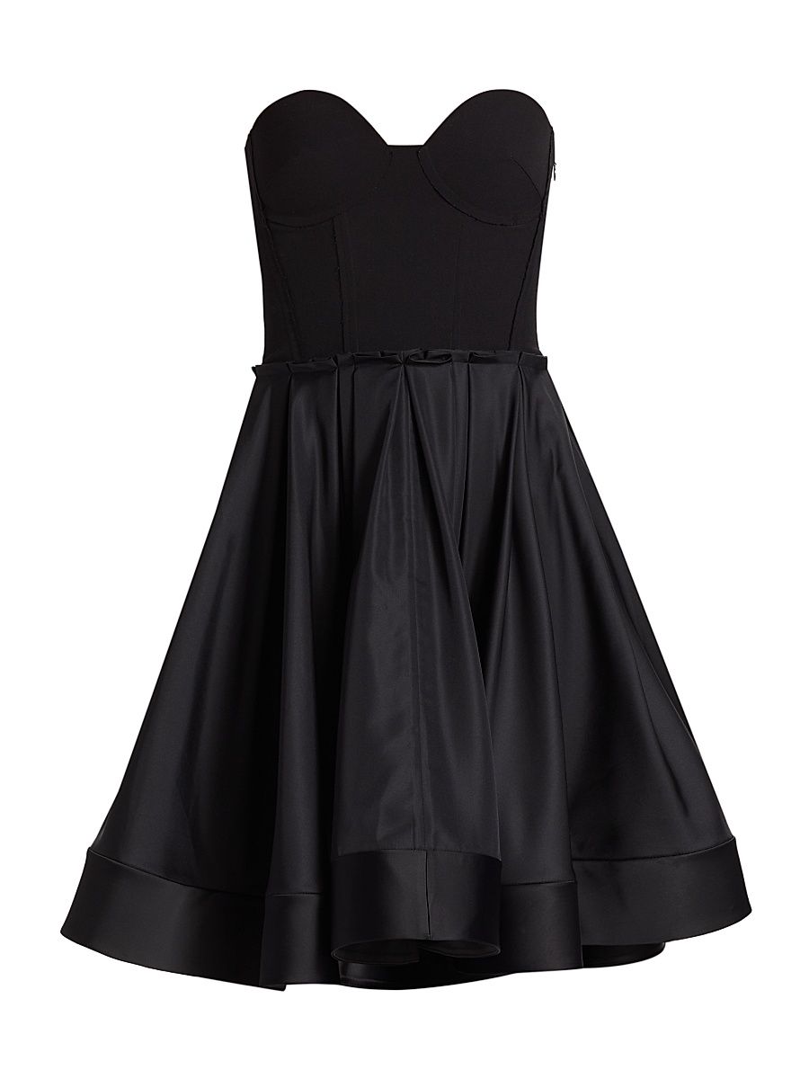 Women's Taffeta Bustier Fit-&-Flare Dress - Black - Size 10
