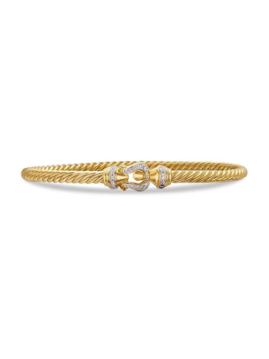 Women's Buckle Cablespira Bracelet in 18K Yellow Gold - Diamond - Size Medium
