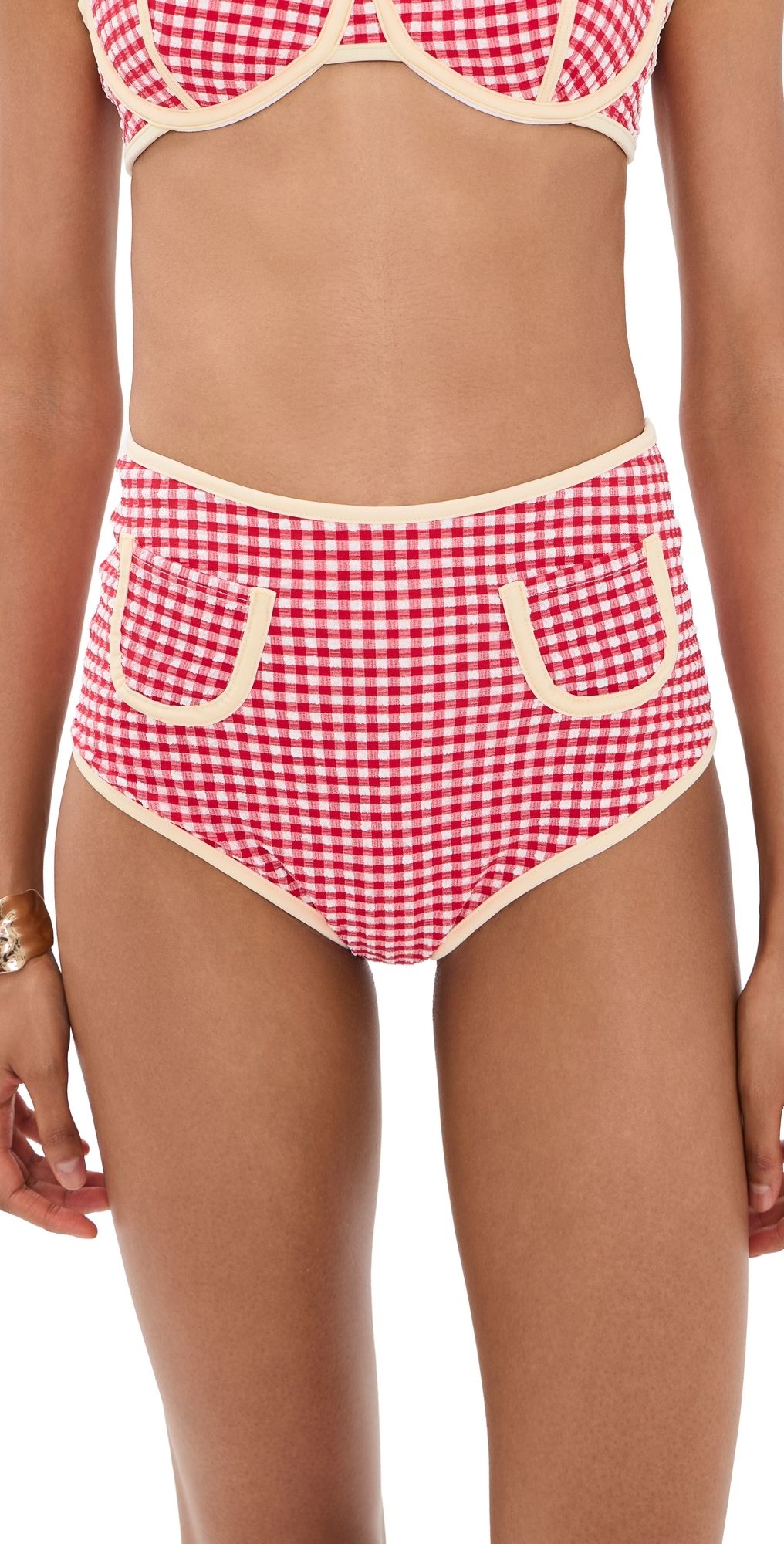 Montce Micro Polly Bikini Bottoms Red Micro Gingham M