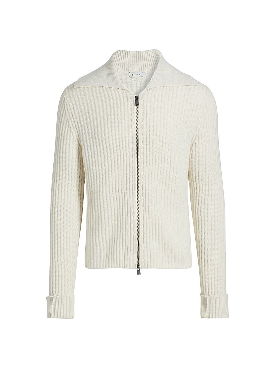 Men's Geoff Stretch-Cashmere Full-Zip Jacket - Stucco - Size XXL