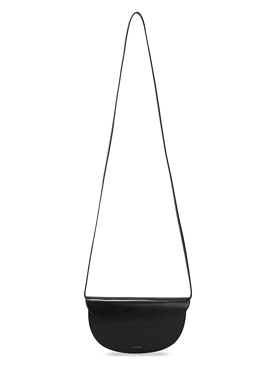 Women's Curve Leather Crossbody Bag - Black