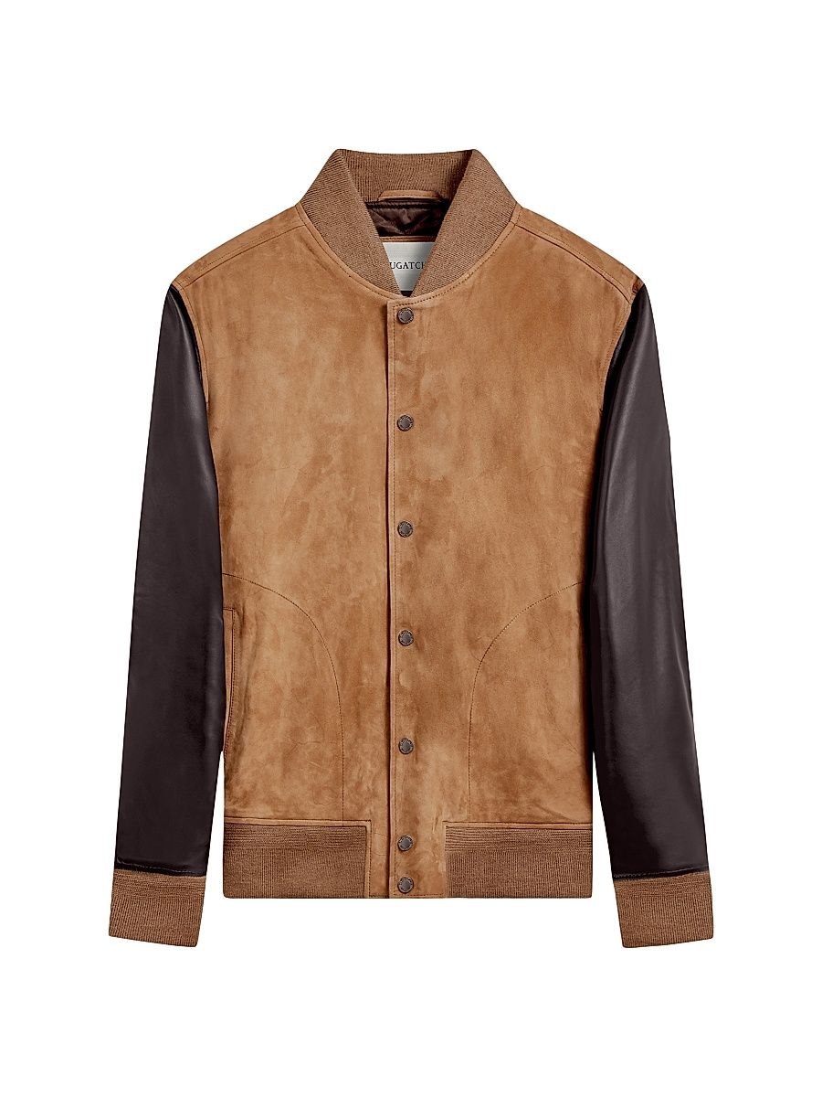 Men's Two-Tone Suede Jacket - Caramel - Size Large