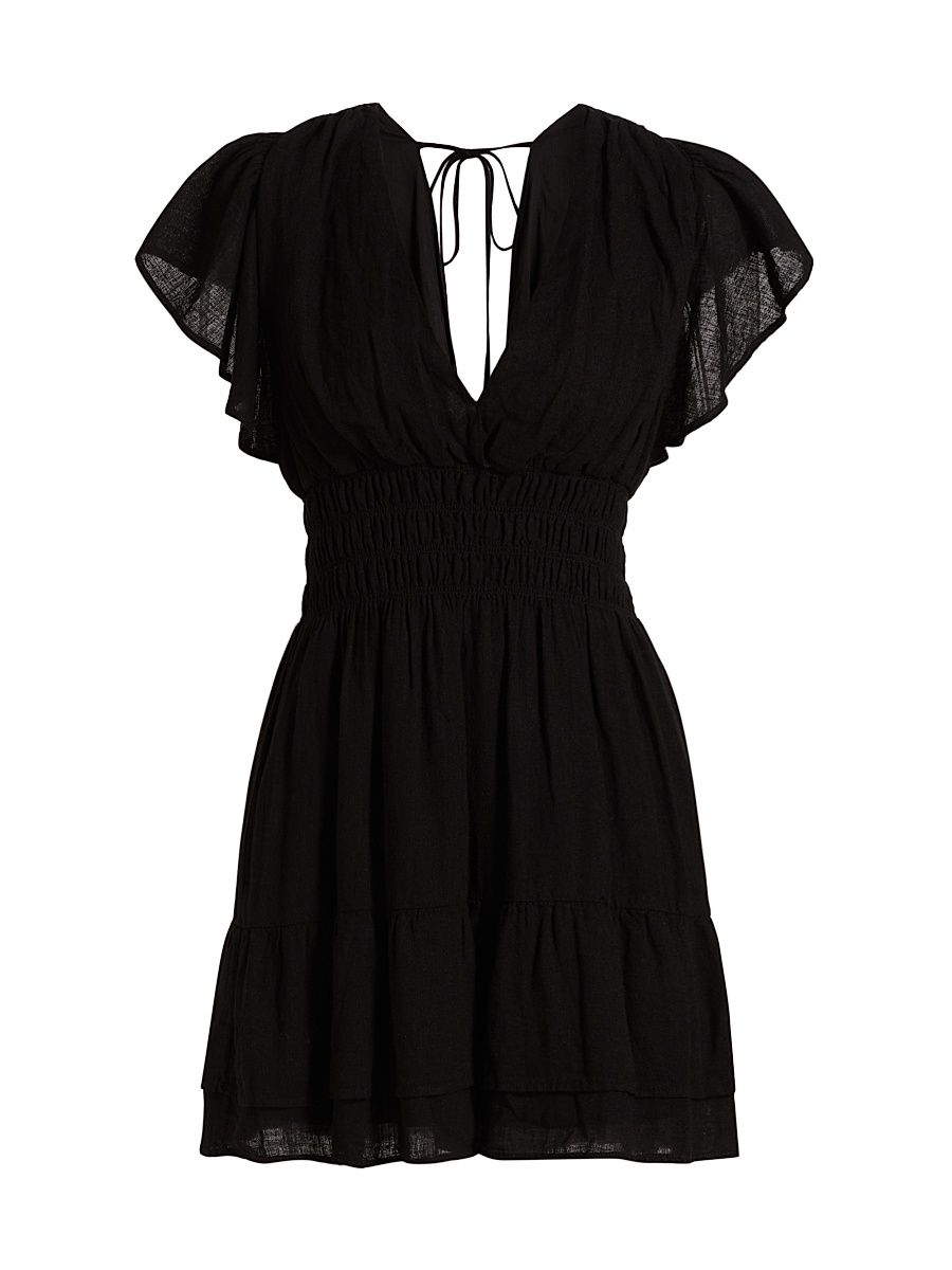 Women's Kimora Flutter-Sleeve Minidress - Black - Size Medium