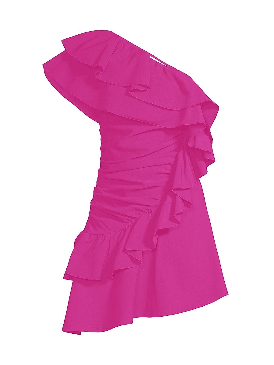 Women's Ruffle One-Shoulder Minidress - Fuchsia - Size 4