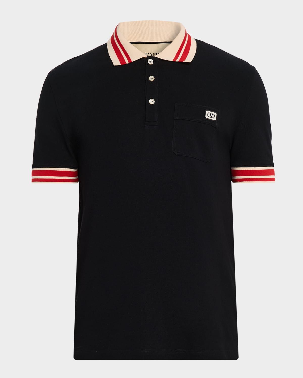 Men & apos;s Cotton VLogo-Pocket Polo Shirt
