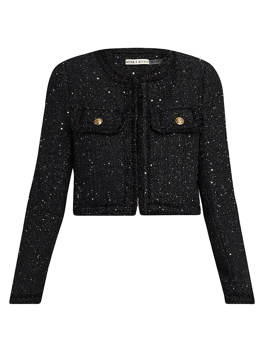Women's Dumont Embellished Tweed Jacket - Black - Size 12