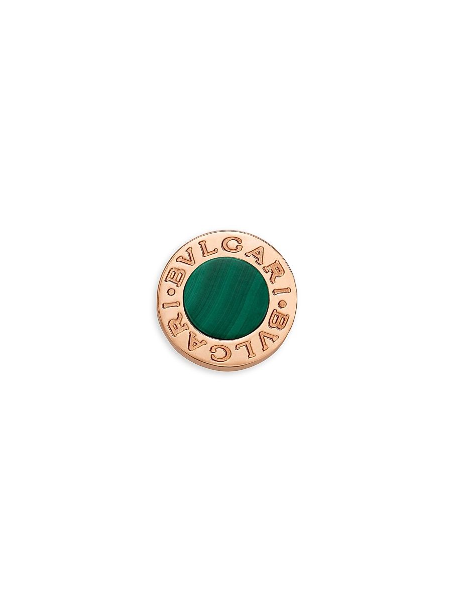 Women's Classic 18K Rose Gold & Malachite Single Round Stud Earring - Rose Gold