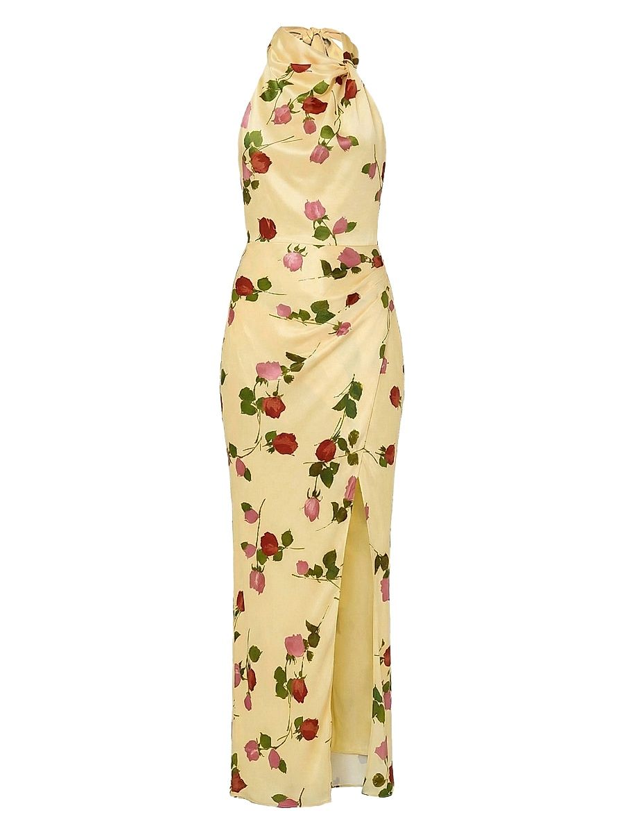 Women's Galilea Halterneck Floral A-Line Gown - Fallen Roses - Size 12