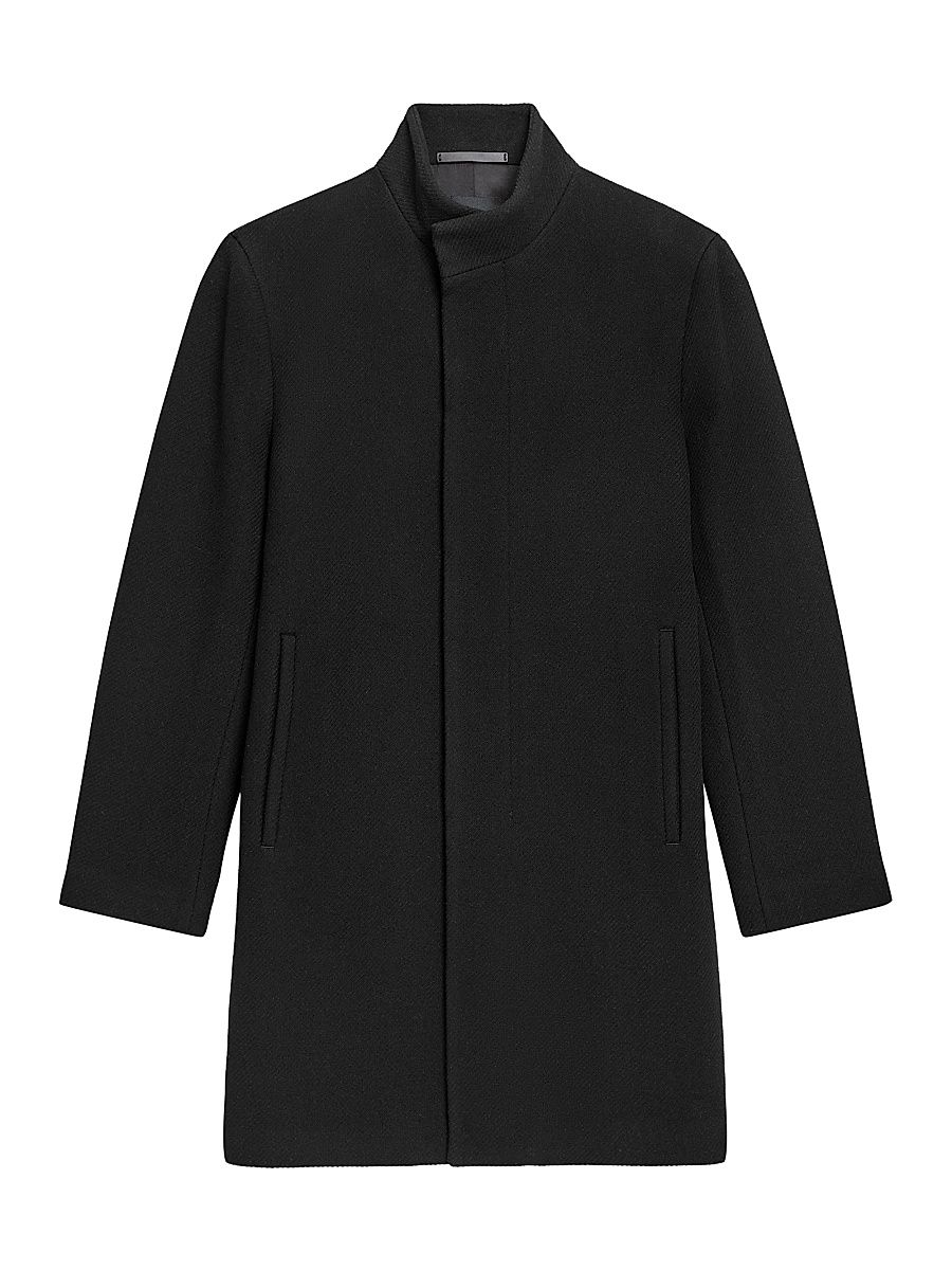 Men's Belvin Melton-Textured Wool-Blend Coat - Black - Size XXL