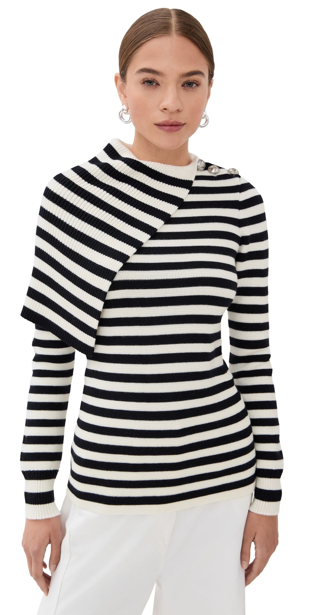 rabanne Wool Pullover White/Navy L