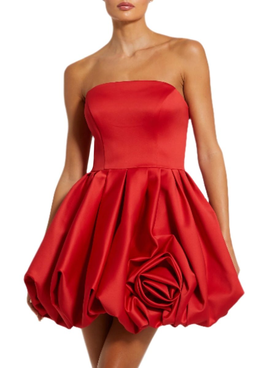 Mac Duggal Women's Rose Ruffle Bubble Minidress - Red - Size 8