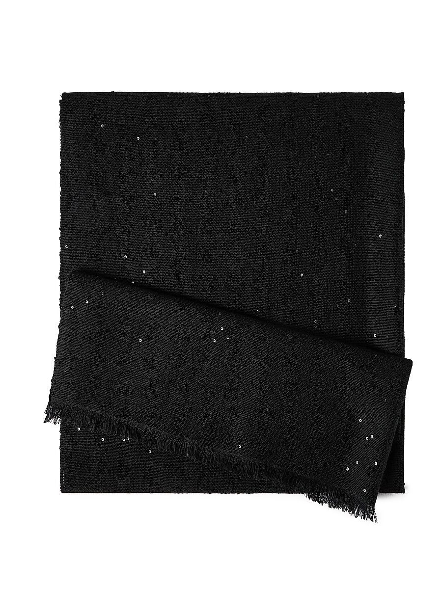 Women's Cashmere and Silk Diamond Yarn Scarf - Black