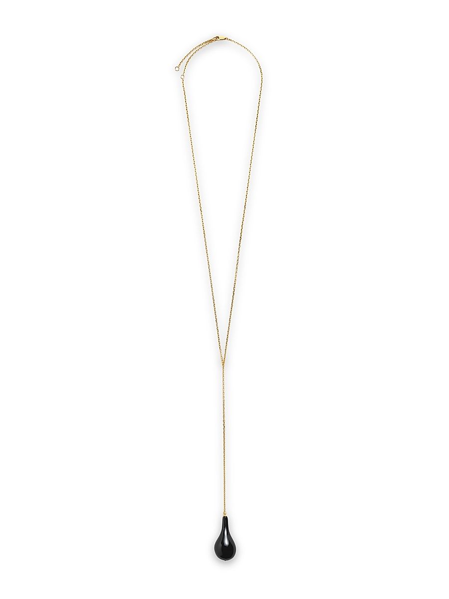 Women's 24K Gold-Plated, Onyx & Swarovski Crystal Lariat Necklace - Black Gold