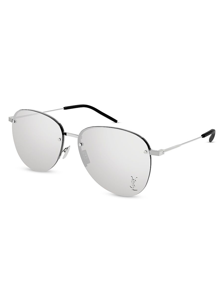 Men's Mirrored Metal 61MM Navigator Sunglasses - Silver