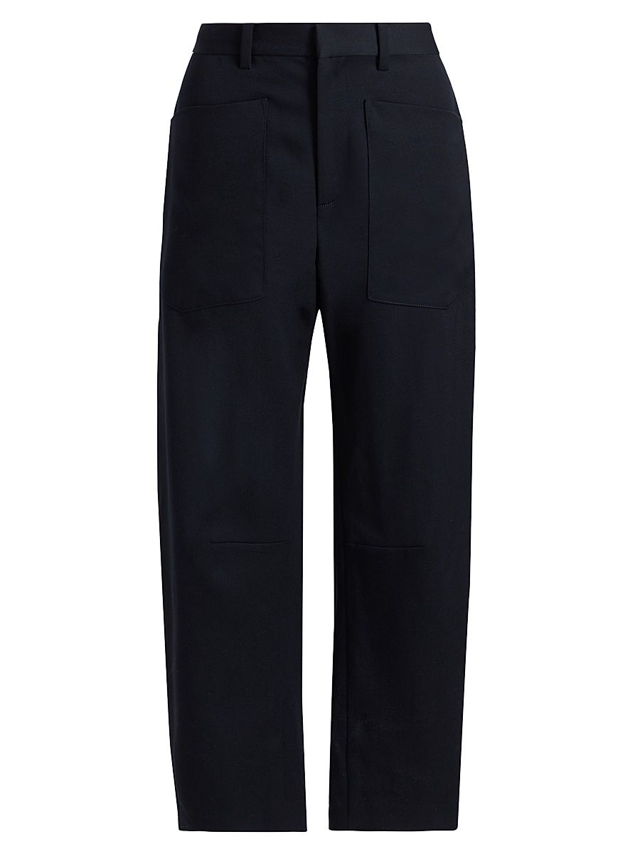 Women's Shon Wool Barrel-Leg Pants - Midnight - Size 00