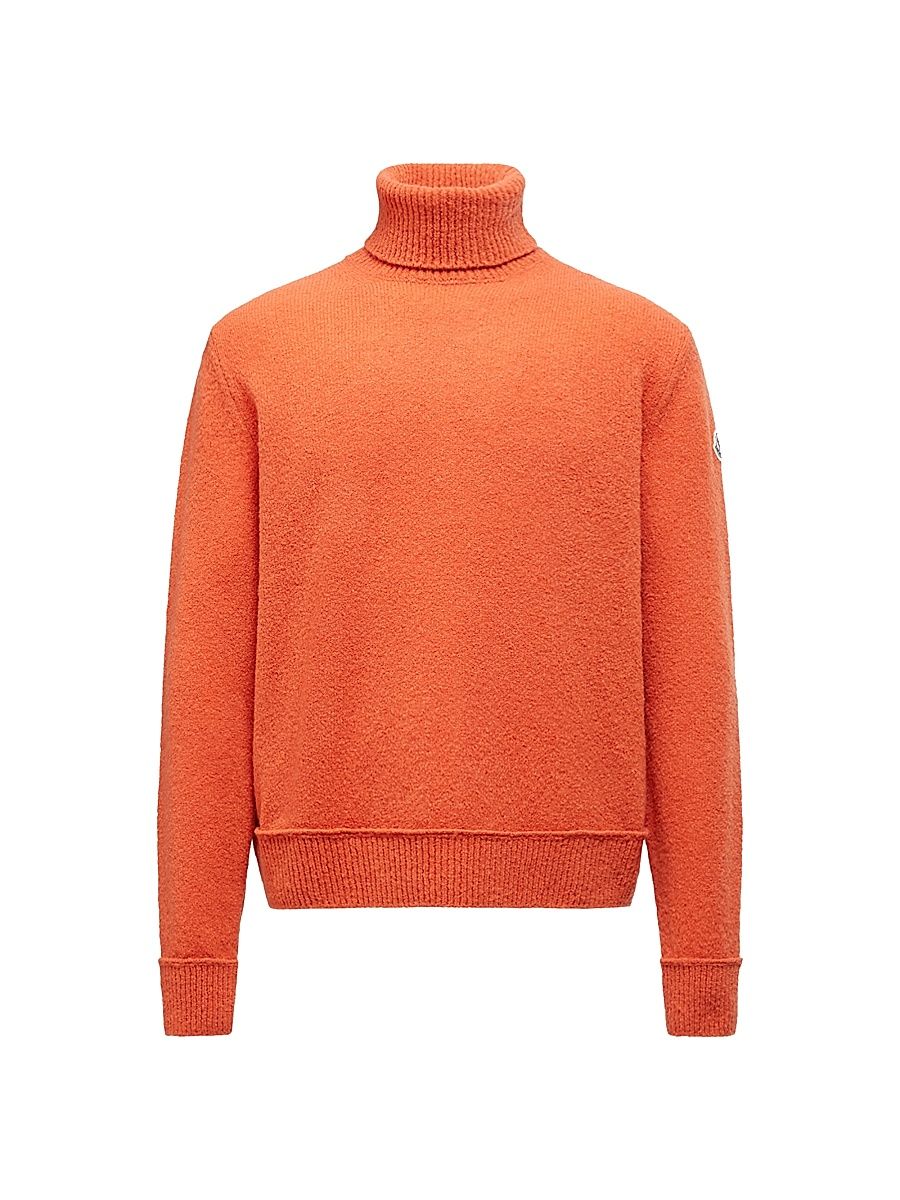 Men's Turtleneck Sweater in Wool Blend - Orange - Size XL