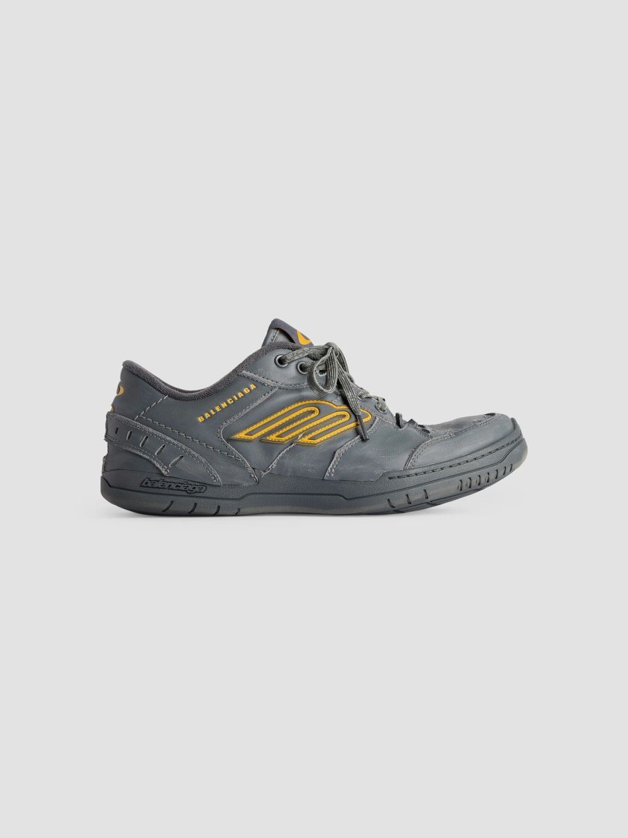 Balenciaga Men's Hamptons Worn-Out Sneakers - Grey Yellow - Size 13