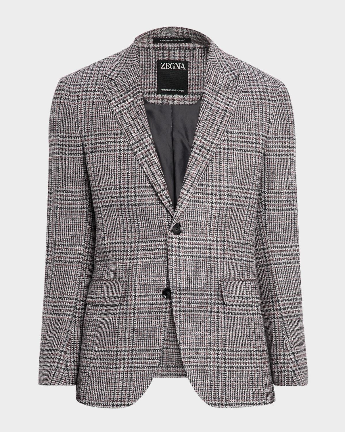 Men & apos;s Glen Plaid Winter Crossover Notch-Lapel Sport Coat
